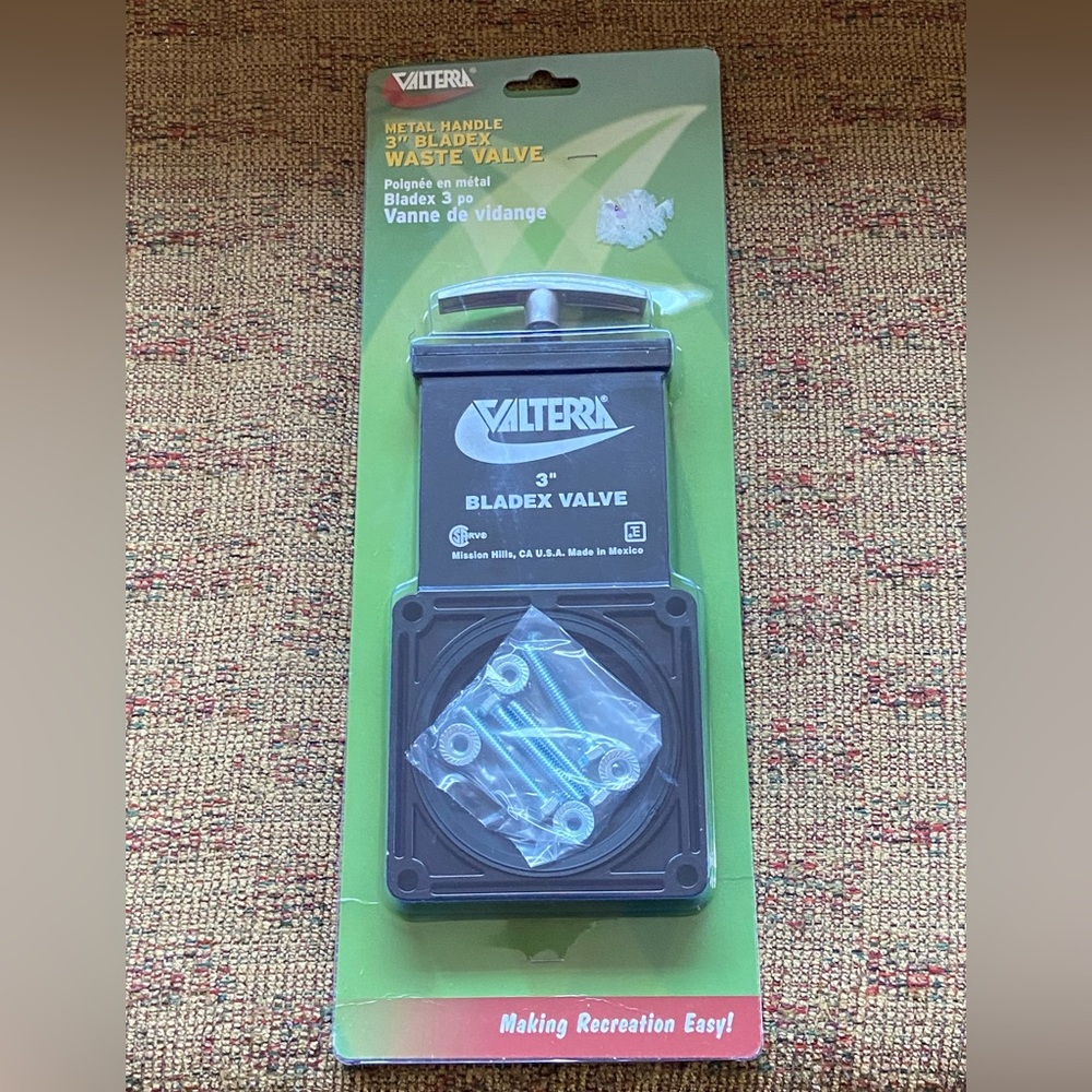 New in Package RV Sewer Valterra  3” Bladex Waste Valve with Metal Handle